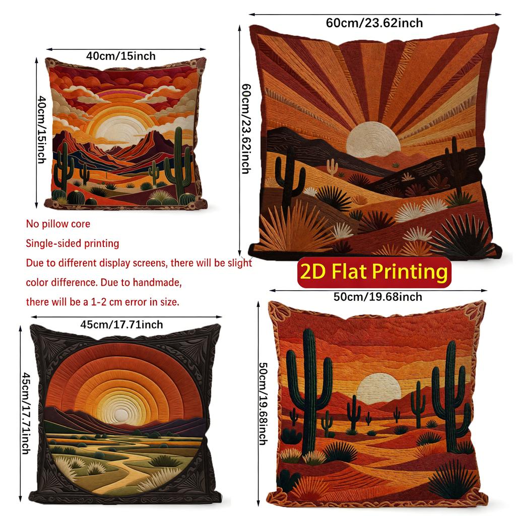 2D Boho Desert Sunset Print Throw Pillow Covers Pattern Cushion Cover Suitable For Sofa Bedroom Car Pillow Cover