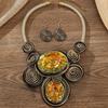 Handmade Statement Necklace Earring Set Crystal Gem Banquet Jewelry  Banquet Accessories