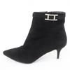 Ottimi stivaletti HERMES Blanche Api Fibbia pelle scamosciata nera Donna 38 Usati