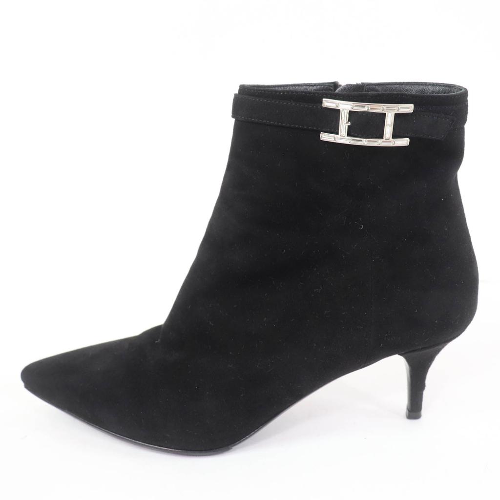 Ottimi stivaletti HERMES Blanche Api Fibbia pelle scamosciata nera Donna 38 Usati