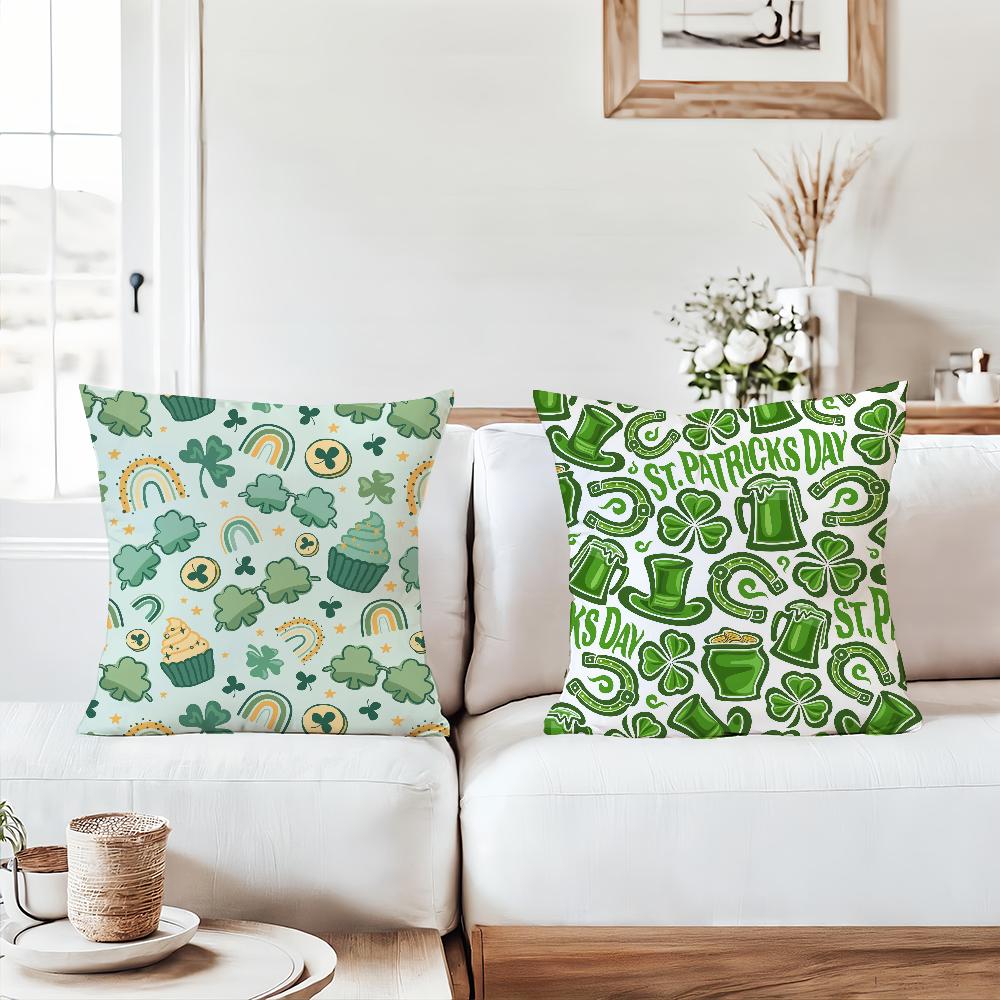 Happy Green St.Patrick'S Day Pillow Case Sofa Living Room Bedroom Headboard Backrest Square Cushion Nap Time