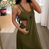Fashion Summer Spring Solid Color Print Sleeveless Casual Dresses