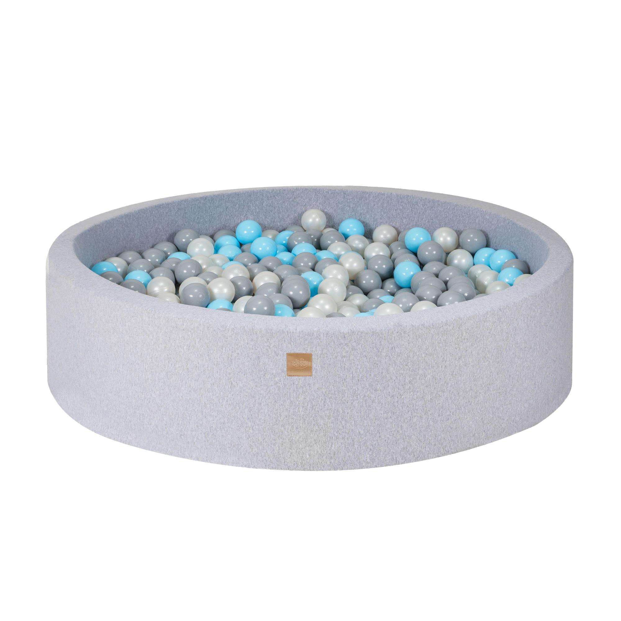 Foam Ball Pit for Baby Round Kids Ball Pool with 300 Balls, 120x30cm, Grey, Cotton sivá/baby modrej farby