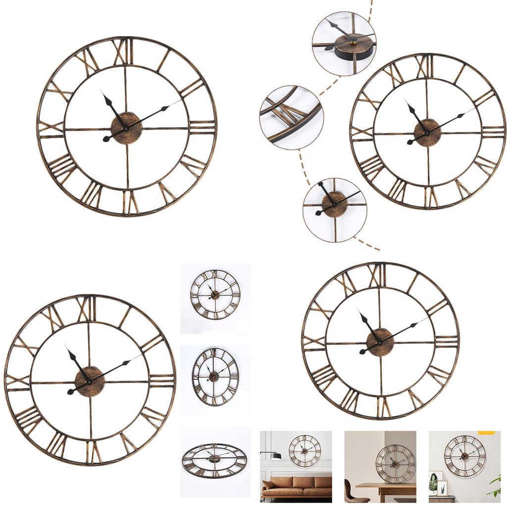 Distinctive Antique Rust Wall Clock With Silent Movement 40cm Diameter Metal Clocks