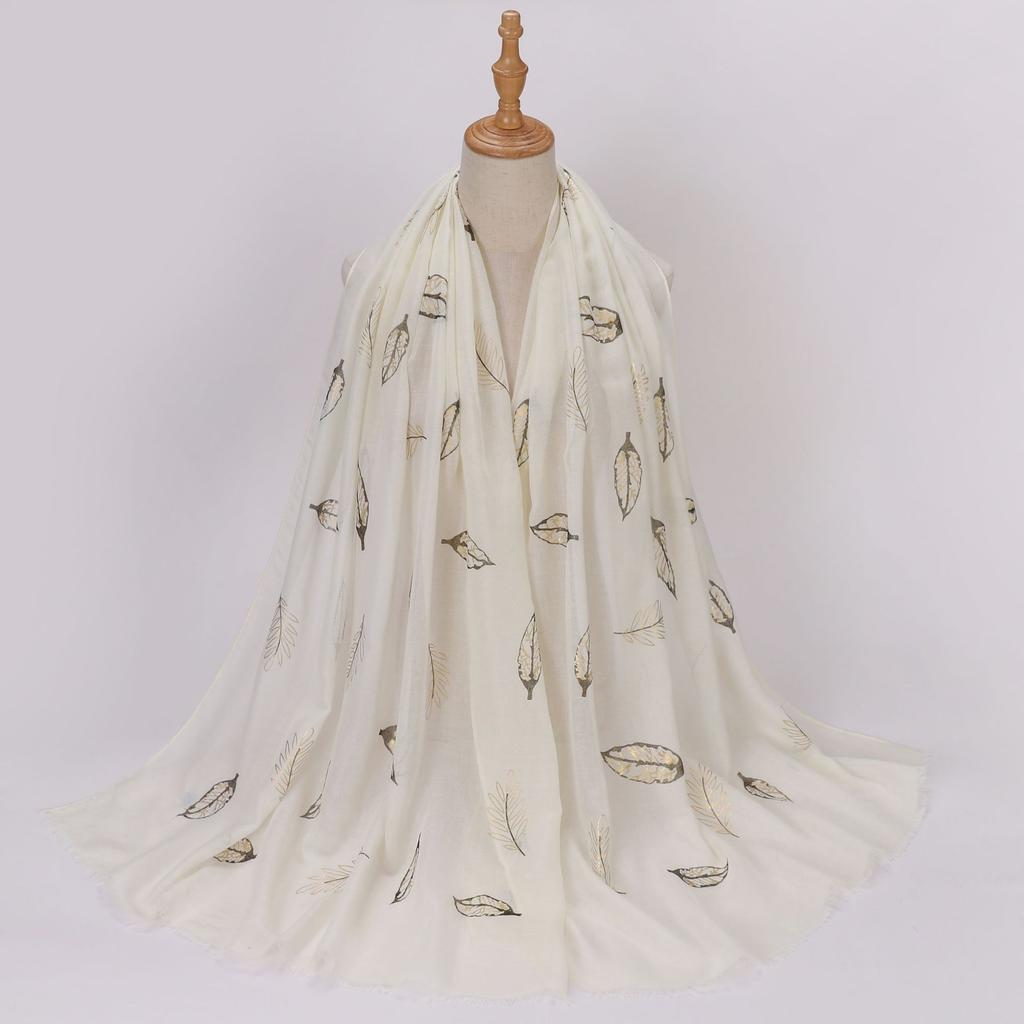Ethnic Style Gold Foil Printed Scarf Soft Polyester Women S Fashion Scarf