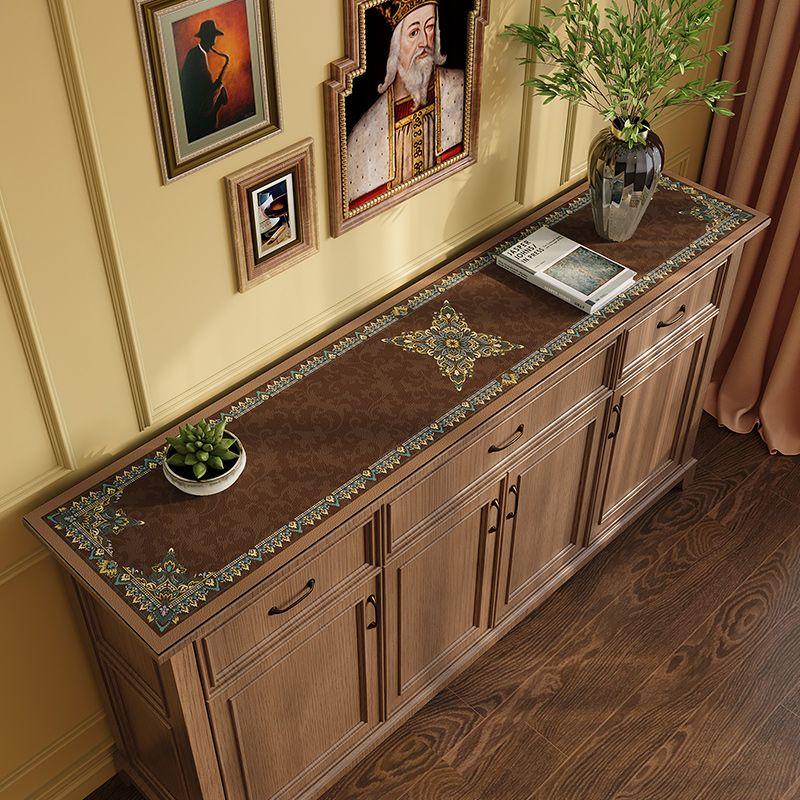 Leather TV Stand Mat, Waterproof and Oil-Resistant No-Wash Tablecloth, Dust-Proof Cover, Vintage Shoe Cabinet Countertop Protector