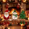 Durable Wooden Xmas Crafts 3Pcs 2D Christmas Hanging Ornaments, Cartoon Santa Snowman Tree Figurines Holiday Decorations for Home with Leg Design,