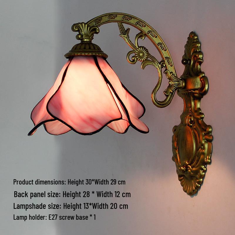 Retro European Tiffany-Style Wall Lamp for Bedroom, Hallway, or Bathroom Mirror