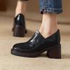 Fashion Women's Shoes Wedge Chunky Soft PU Leather Heels Fashion Square Toe Casual Slip-on Shoes for Women Comfort Office Mules Shoes