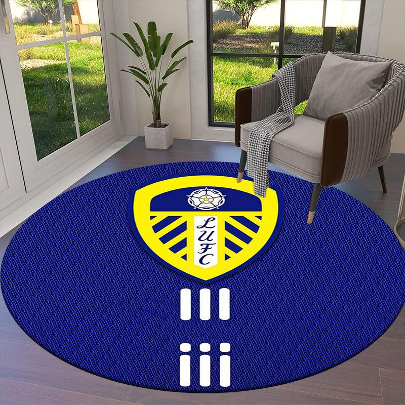 Leeds United Round Area Rug,Carpet Rug for Living Room Bedroom Sofa Playroom Decor,Non-slip Floor Mat