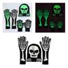 Skeleton Claw Gloves Glow In the Dark Spooky Costume Gloves Skull Head Hat Party Props Luminous Hand Warmers