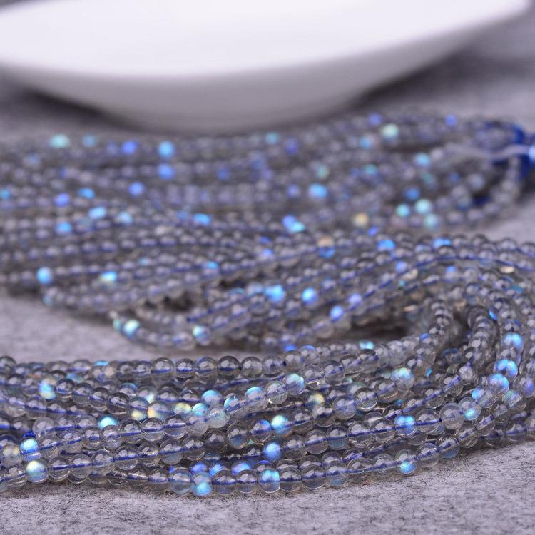 

Jewelry6A Ice Gray Blue Moonstone Loose Beads Semi-Finished Round Beads Labradorite DIY Bracelet jewelry gift 2mm