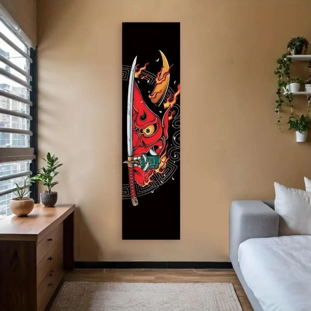 VIKAMA Wall Hanging Tapestry Aesthetic Japanese Wave Art Beach Home Decor Vintage Red Sun and Ocean Canvas Wall Print