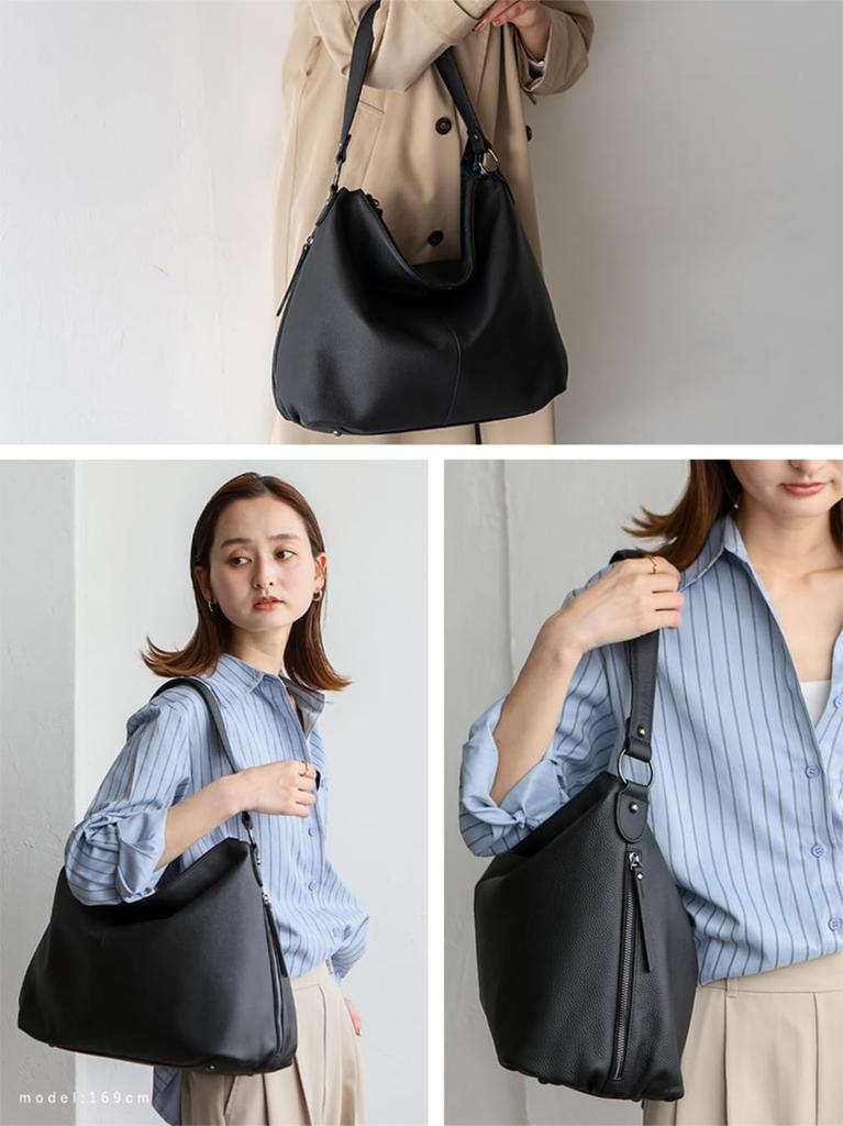 VITAFELICE Genuine Leather One-Shoulder Bag for Women, Vinb-21c24n (Black)