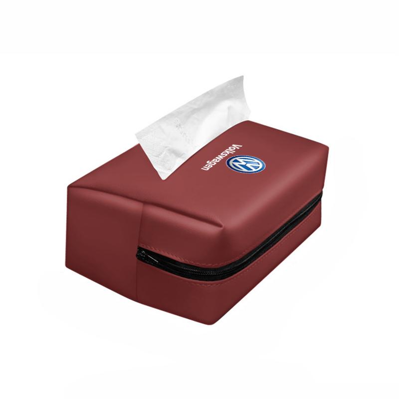 Car Tissue Box Seat Hanging Paper Towel Storage Bag For VW R Line GTI Atlas Jetta Touareg Variant Golf Polo Taos Nivus Passat Ti BDH1