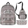Cook 3D Digital Color Printing Backpack Set Oxford Cloth Waterproof And Wear-Resistant Three-Piece Backpack