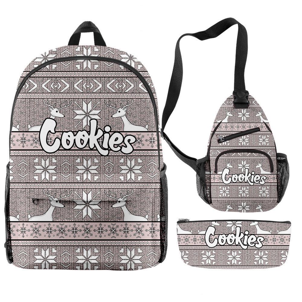 Cook 3D Digital Color Printing Backpack Set Oxford Cloth Waterproof And Wear-Resistant Three-Piece Backpack