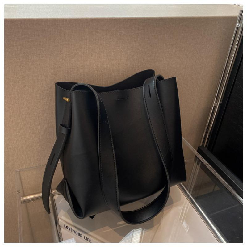 Texture popular shoulder bag new women's casual simple large capacity versatile solid color bucket bag