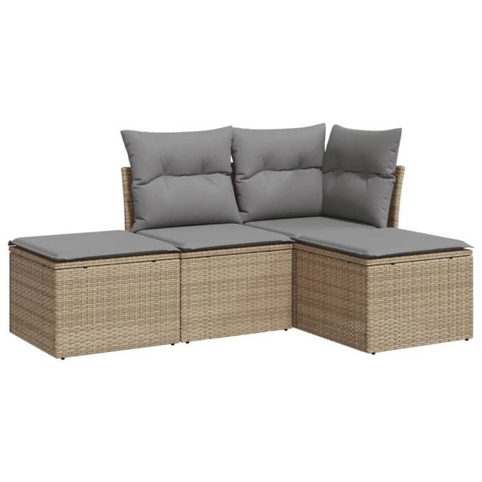 VidaXL Salon de jardin avec coussins 4 pcs beige résine tressée 3217479