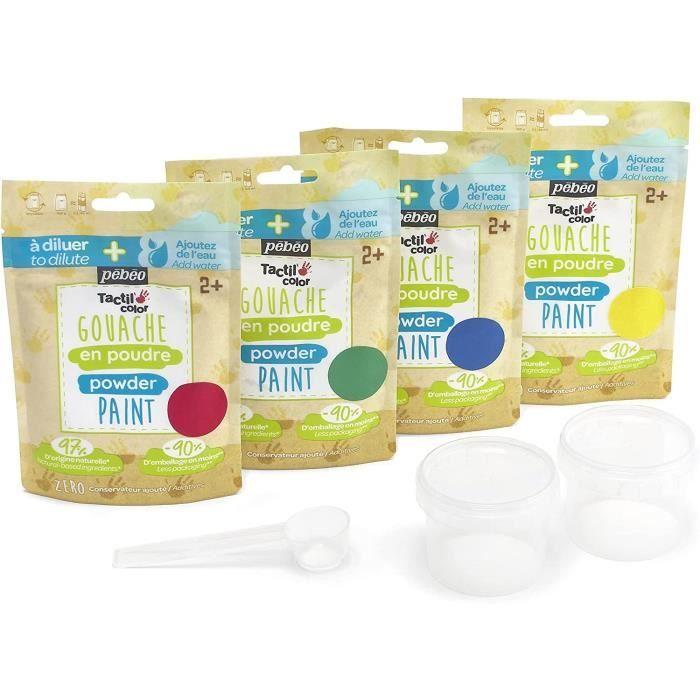 Gouache en poudre - PEBEO - Tactilcolor - 4 sachets de 100g - Vegan - Zéro gaspillage