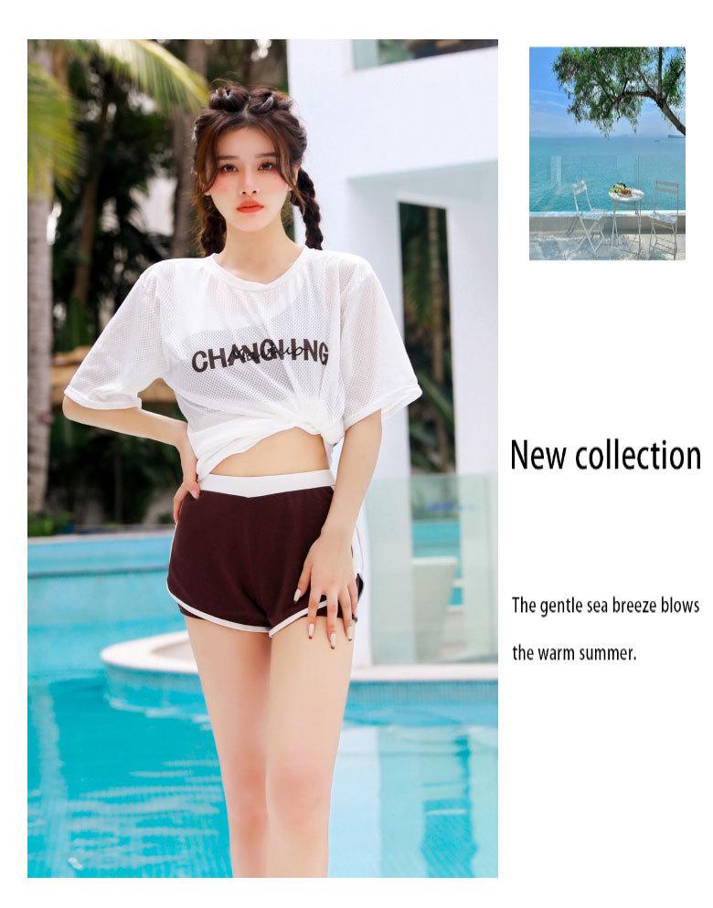 Women's Three-Piece Bikini: Loose, Long, Conservative Style for Teens, Featuring Belly Coverage and Slimming Effect, Perfect for Hot Springs.