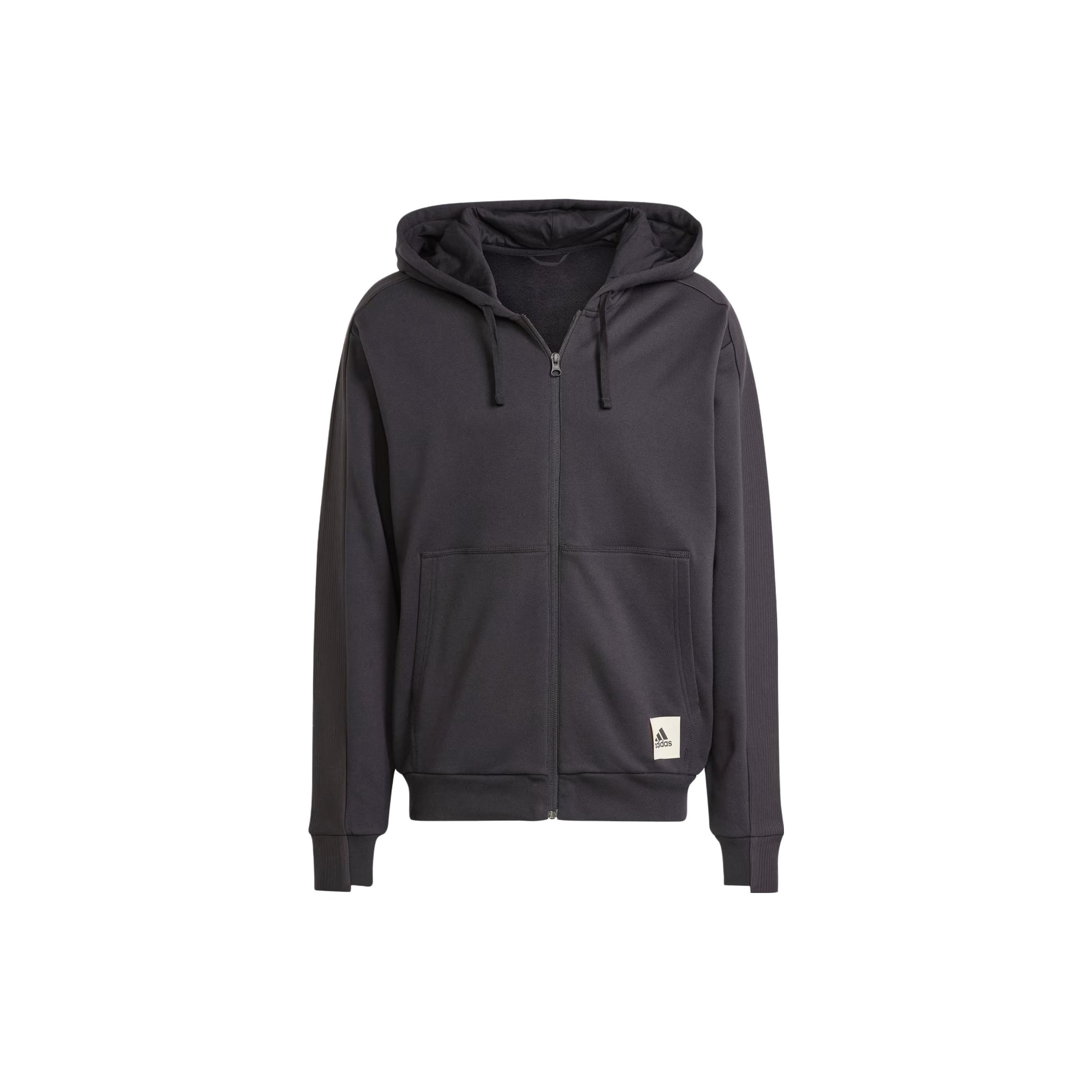 adidas Lounge French Terry Full-Zip Sweatshirt Black Men s IQ3422 M