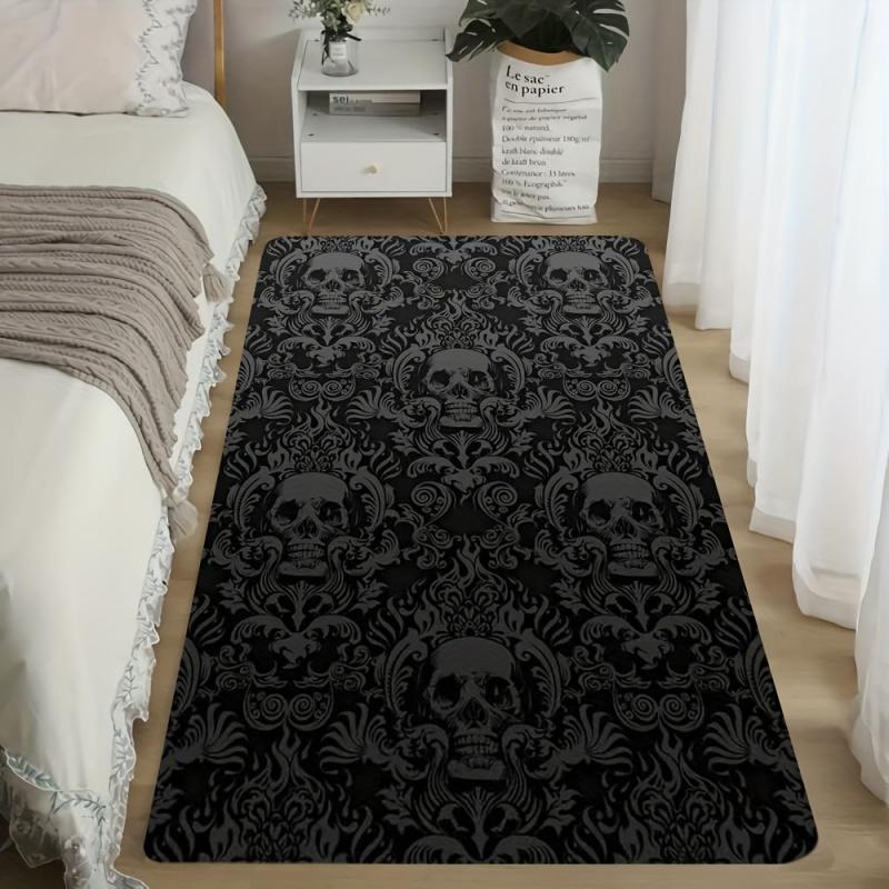 VIKAMA  Skull Pattern Living Room & Bedroom Rug Machine Washable Soft Comfort Rug Suitable For Living Room And Bedroom Decor
