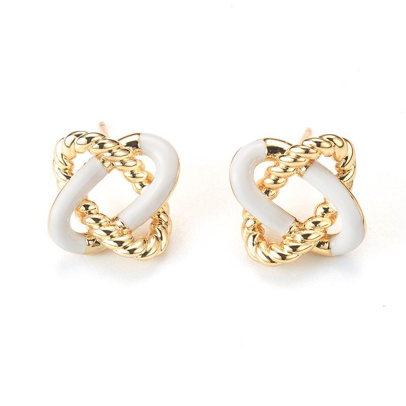 Two-Tone Braided Hollow Earrings: 925 Silver Needle, Light Luxury, Retro Style for Women