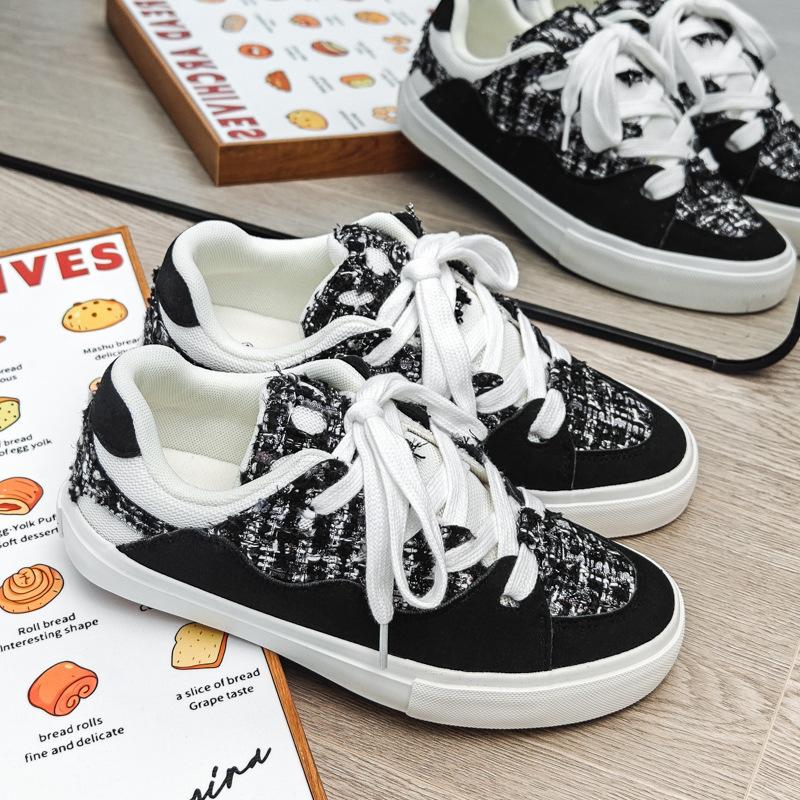 

Осенняя мужская обувь модная пара обувь для хлеба Сяосянфэн черно-белые парусиновые туфли вставные повседневные туфли для скейтборда спортивная обувь 41 чёрный