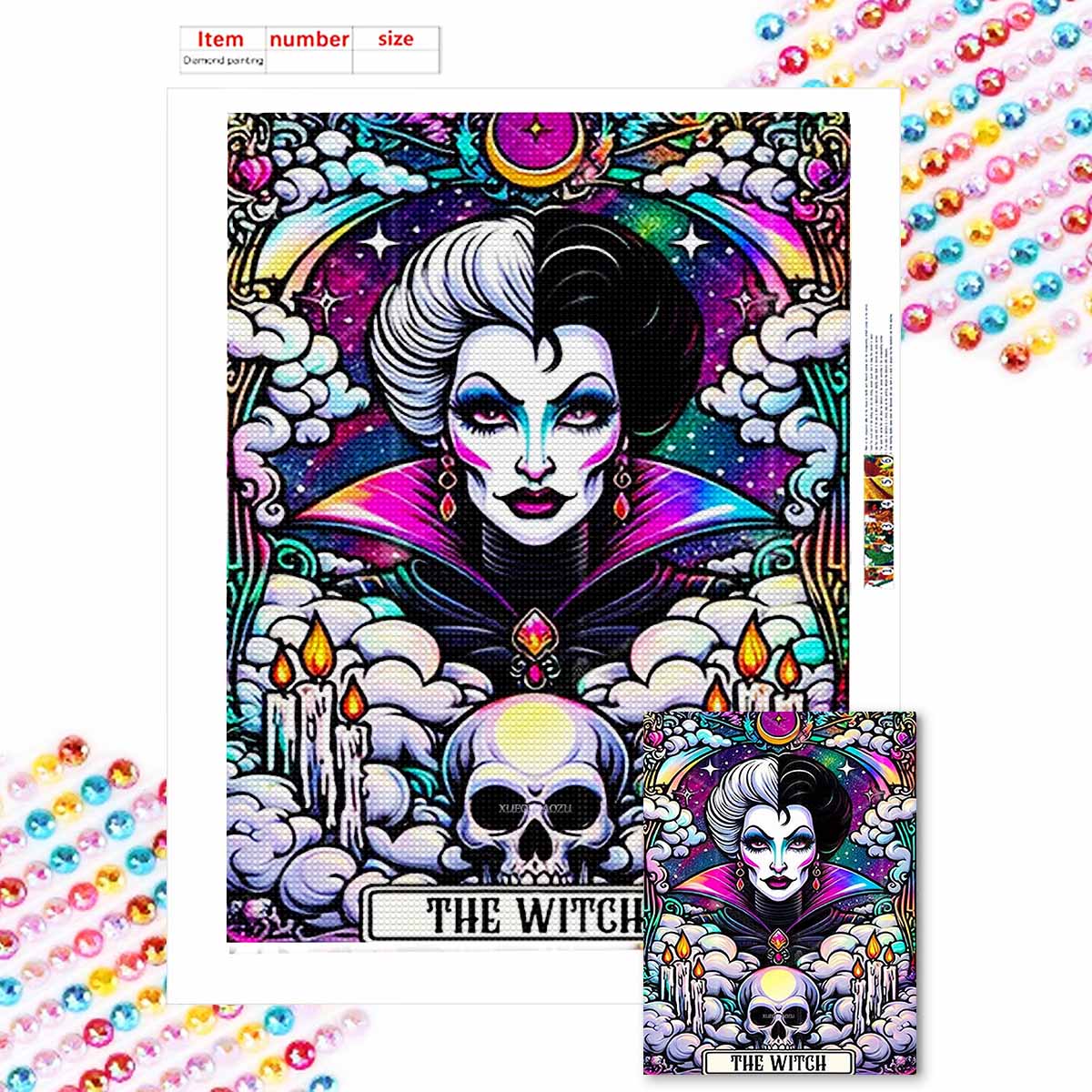 

Полная круглая алмазная живопись Ужасная королева Искусство Стразы Картина Мозаика Сделай сам 5D Вышивка крестом Домашнее украшение Round 20x30cm