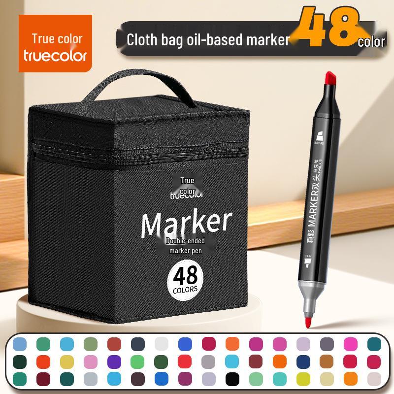 True Color Double-Ended Oil-Based Markers: Quick-Drying Anime Art Set with Hard Tips for Students