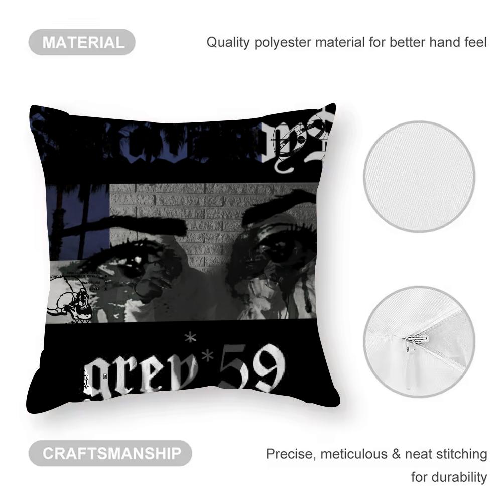 Home Decoration S-Suicideboys G59 Cushion Cover Anti-dustmite Pillowcase Invisible Zipper Silky Short Plush Sofa Cushion Cover