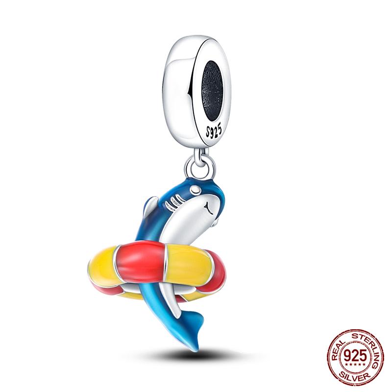 100% Real Prata-Banhado Ocean Series Tartaruga Caranguejo Sereia Charms Contas Fit Original Diy Pulseiras Bangles Jóias Presentes