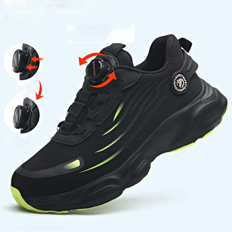 Drehknopf Sicherheitsschuhe Herren Stiefel Verbundstoff Zehenkappe Anti-Quetsch Arbeitssneaker Durchtrittsichere Arbeitssicherheitsschuhe Schutzstiefel