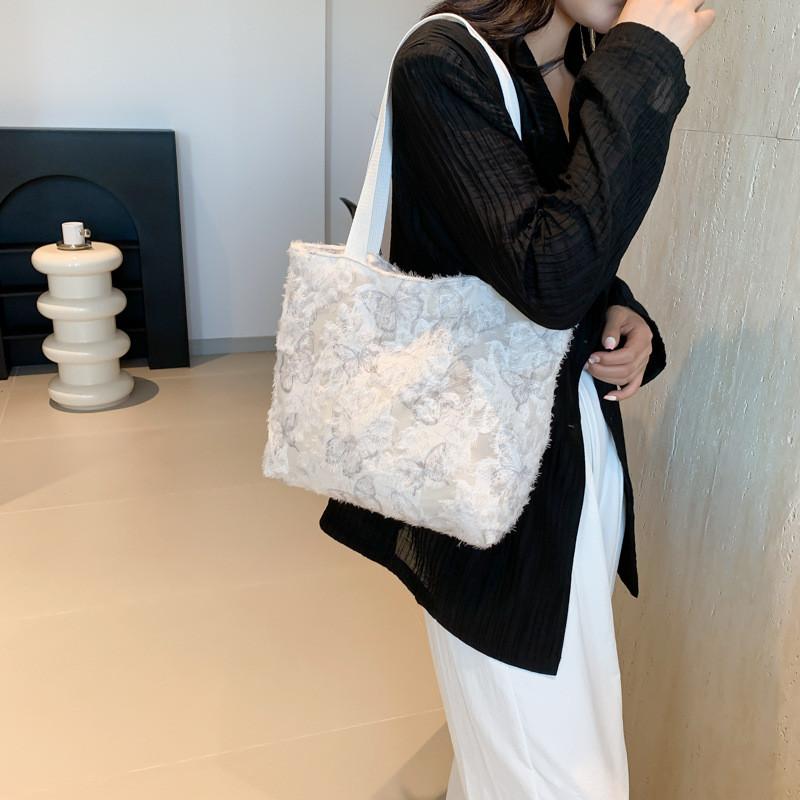 Stylish Large Capacity Tote Bag For Women Casual Summer Fashion In Black White Red Grey