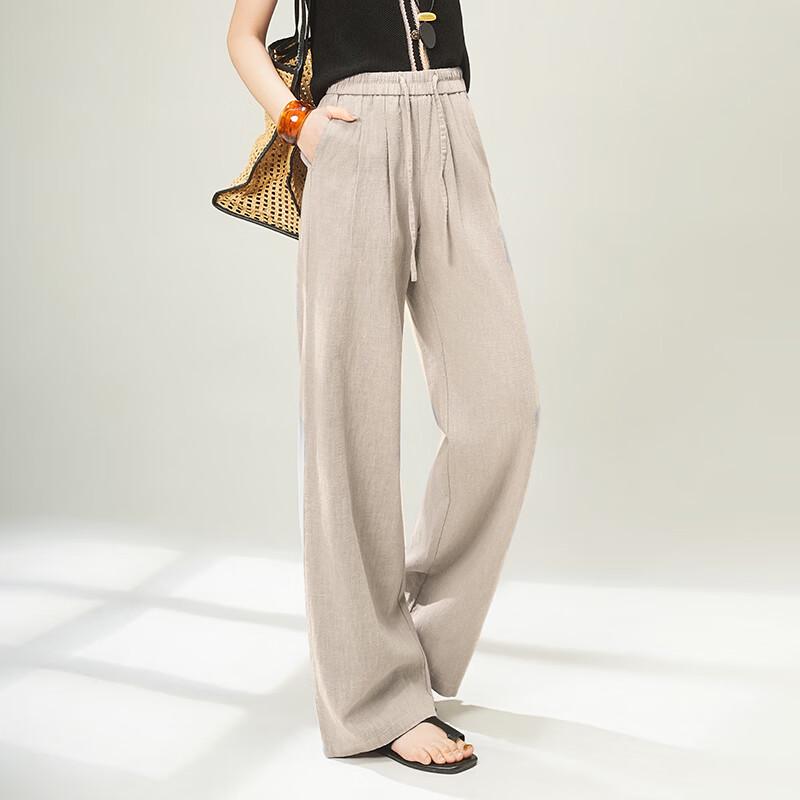 Firstview Unisex Old Money Style Linen Blend Straight-Leg Casual Pants FX1086 M