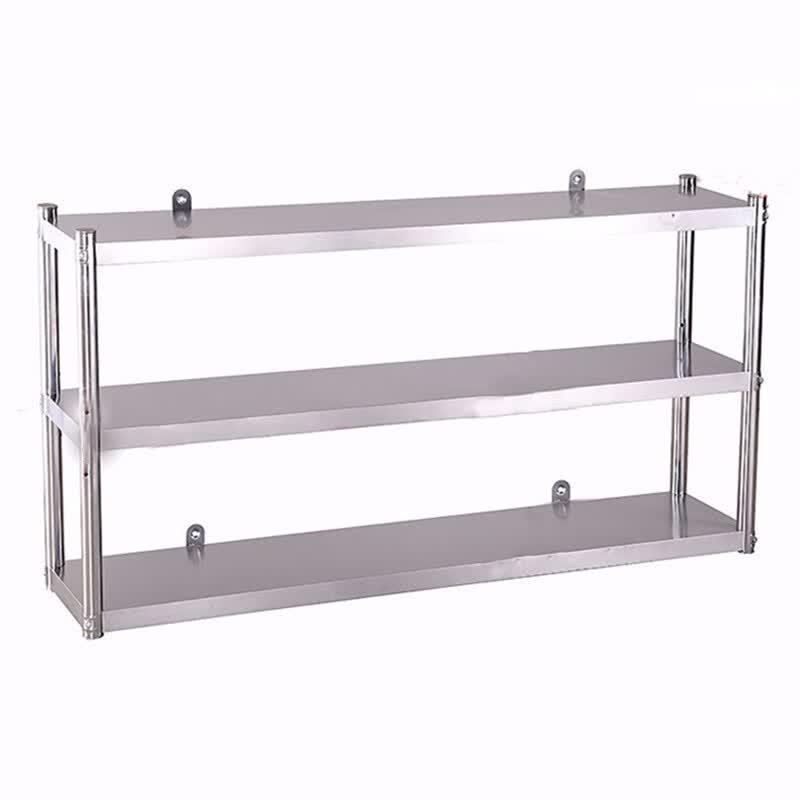 AIKEBAO 3-Tier Wall-Mounted Stainless Steel Storage Shelf Stainless Steel Finish