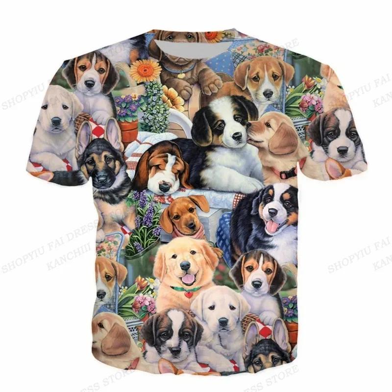 T-shirt Estiva da Uomo Animale Maiale Cane Gatto Stampa 3D T-shirt Uomo Donna Moda Manica Corta T-shirt Girocollo Divertente T-shirt Top per Bambini