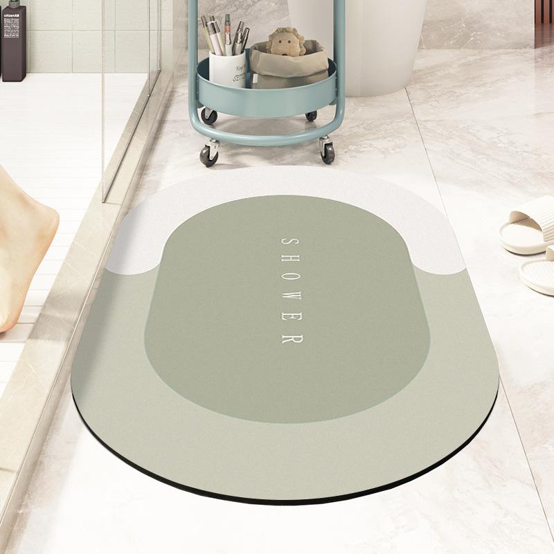 Absorbent Mat Toilet Door Non-slip Mat Quick Drying Soft Diatom Mud Toilet Bathroom Floor Mat Oval