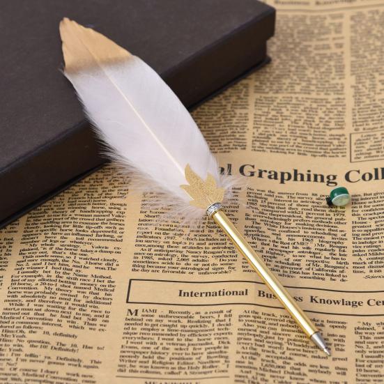 Quill Pen Durable Elegant Smooth Ink Flow Comfortable Writing Feather Ballpoint Pen for Home Office School