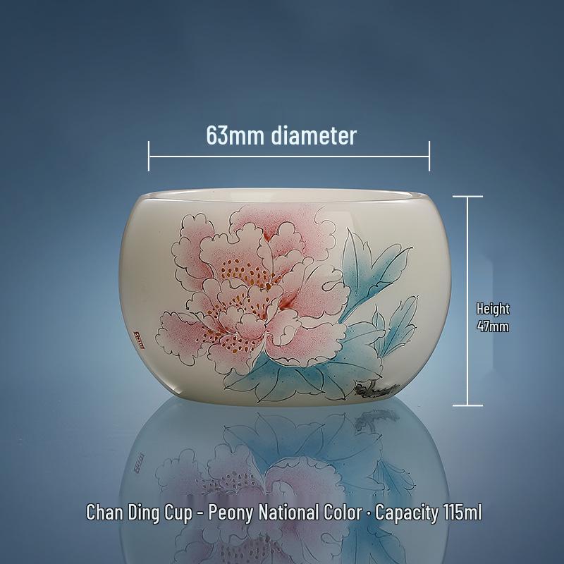Hand-Painted Jade Ceramic Gongfu Tea Cup - Landscape Design, Perfect for Tea Tasting, Personal Use, or Gift.
