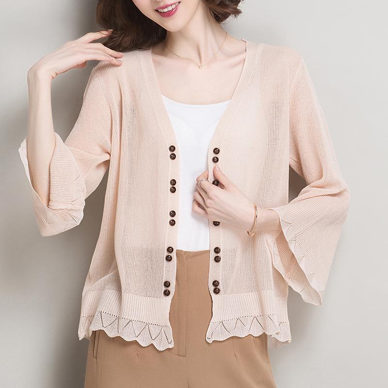 Sunscreen Clothing for Women Summer Air Conditioning Shirt with Camisole Skirt Top Knitted Cardigan and Small Shawl Jacket