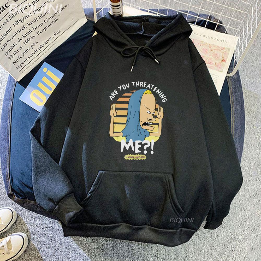 

Толстовка с капюшоном Beavis and Butt Head «Ты мне угрожаешь» с принтом портрета «Мужчина и женщина», толстовка с капюшоном с длинными рукавами, пуловеры 3XL