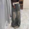 Women's High-Waist Distressed Denim Jeans - Comfortable, Trendy, Loose-Fit, Wide Leg, Long Pants