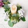 Hydrangea Eucalyptus Leaf Candlestick Small Wreath Simulation Green Plant Indoor Wedding Desktop Decoration Ornament