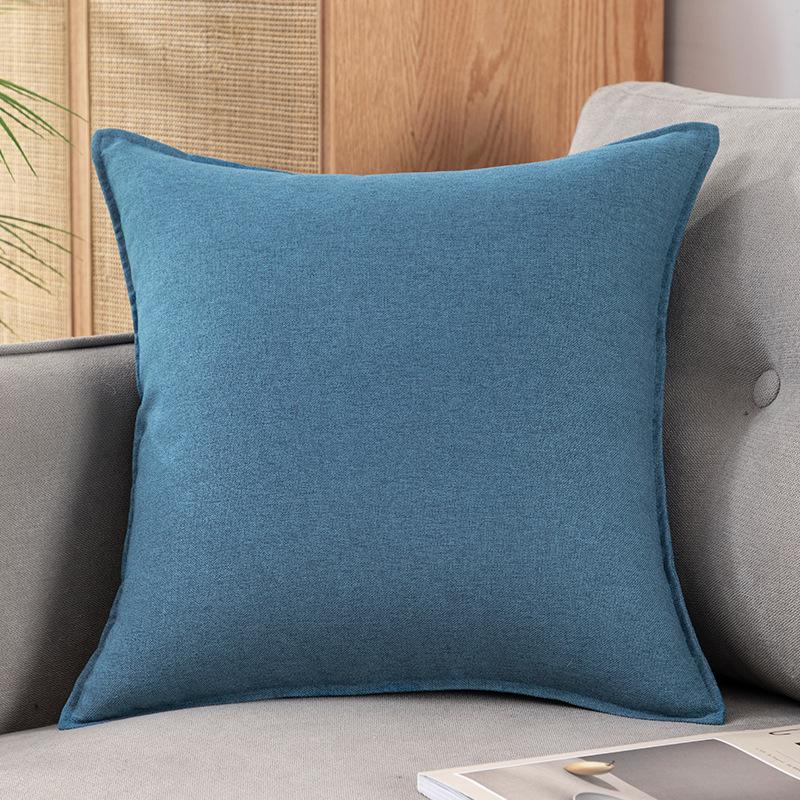 Chinese Style Fine Linen Sofa Back Cushion – Solid Wood Living Room Decor Pillow, Imitation Cotton Linen, High-End Bed Backrest.