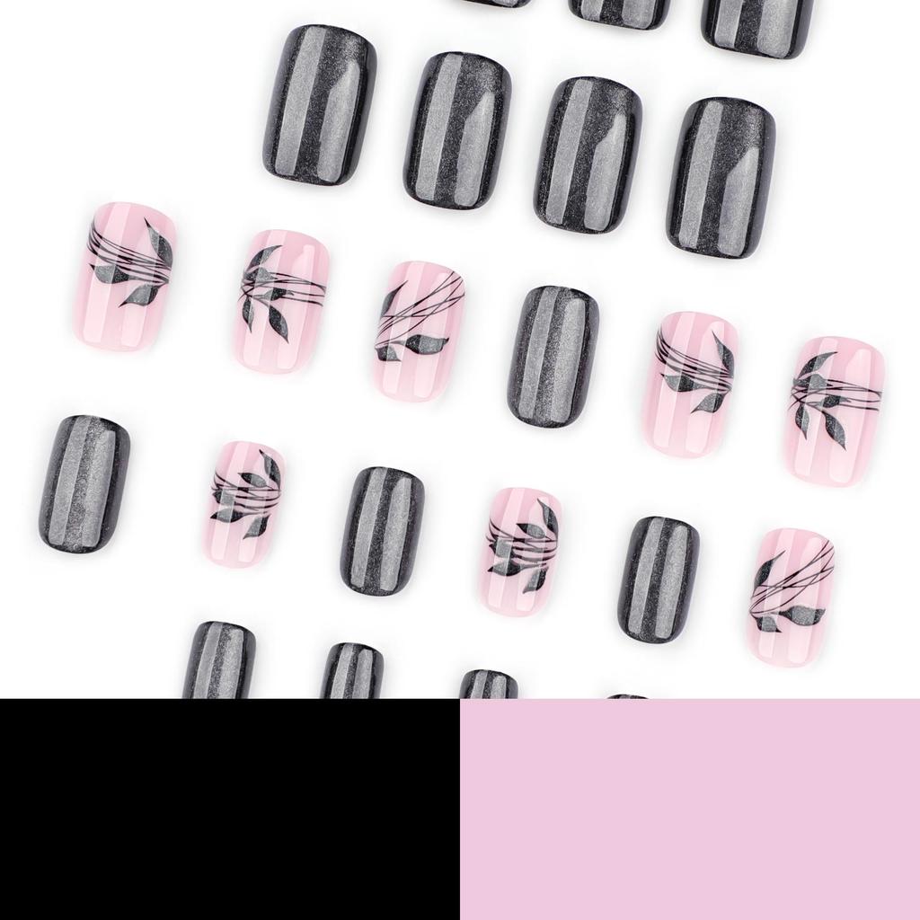 Black Cat Eye Flashy Wearable Medium Long Square Nail Tips