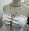 Cross-Border Hollow Lace-Up Bandeau Tank Top with Anti-Slip Strips and Waist Tie 8137