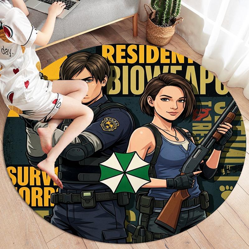 שטיח עגול Resident Evil שטיח לסלון חדר שינה ספה חדר משחקים עיצוב מחצלת רצפה מונעת החלקה