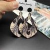 Bohemian Peacock Feather Long Earrings Wooden Earrings Retro Ethnic Style